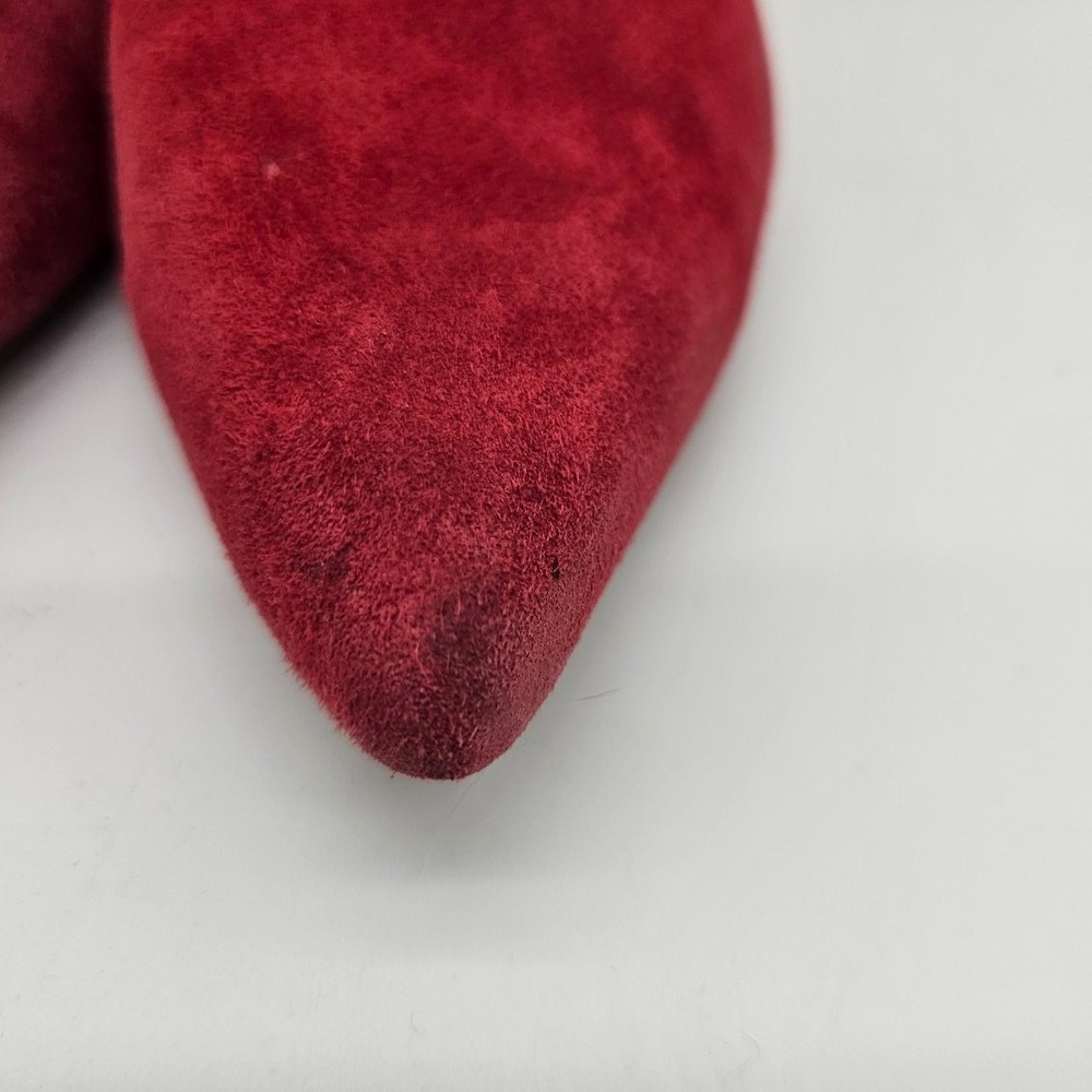 Halston Women Size 9 Sock Red Booties Suede Stretchy Pointy Toe Valentine Day - Picture 7 of 14